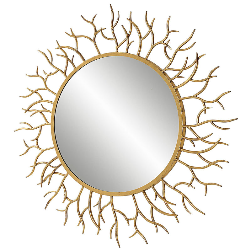 Mirror Into The Woods Gold Round Mirror 