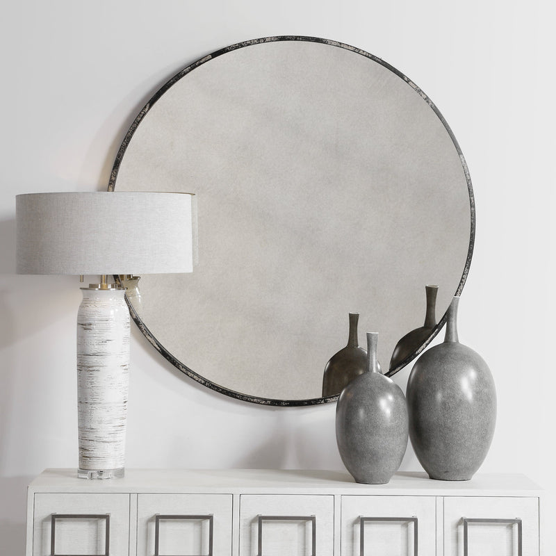 Mirror Junius Antique White Round Mirror 