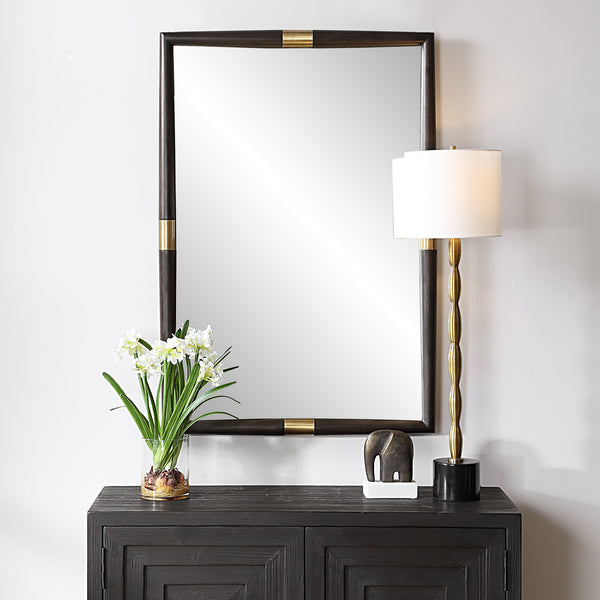 Mirror Larkin Dark Wood & Brass Mirror 