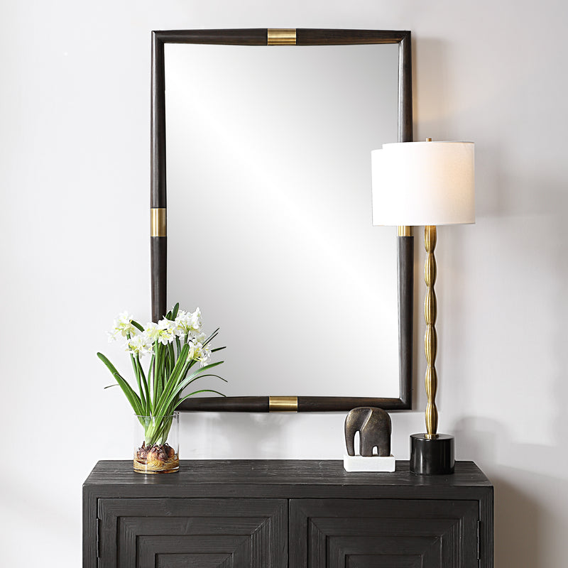 Mirror Larkin Dark Wood & Brass Mirror 