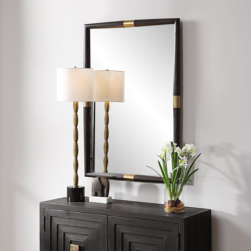 Mirror Larkin Dark Wood & Brass Mirror 