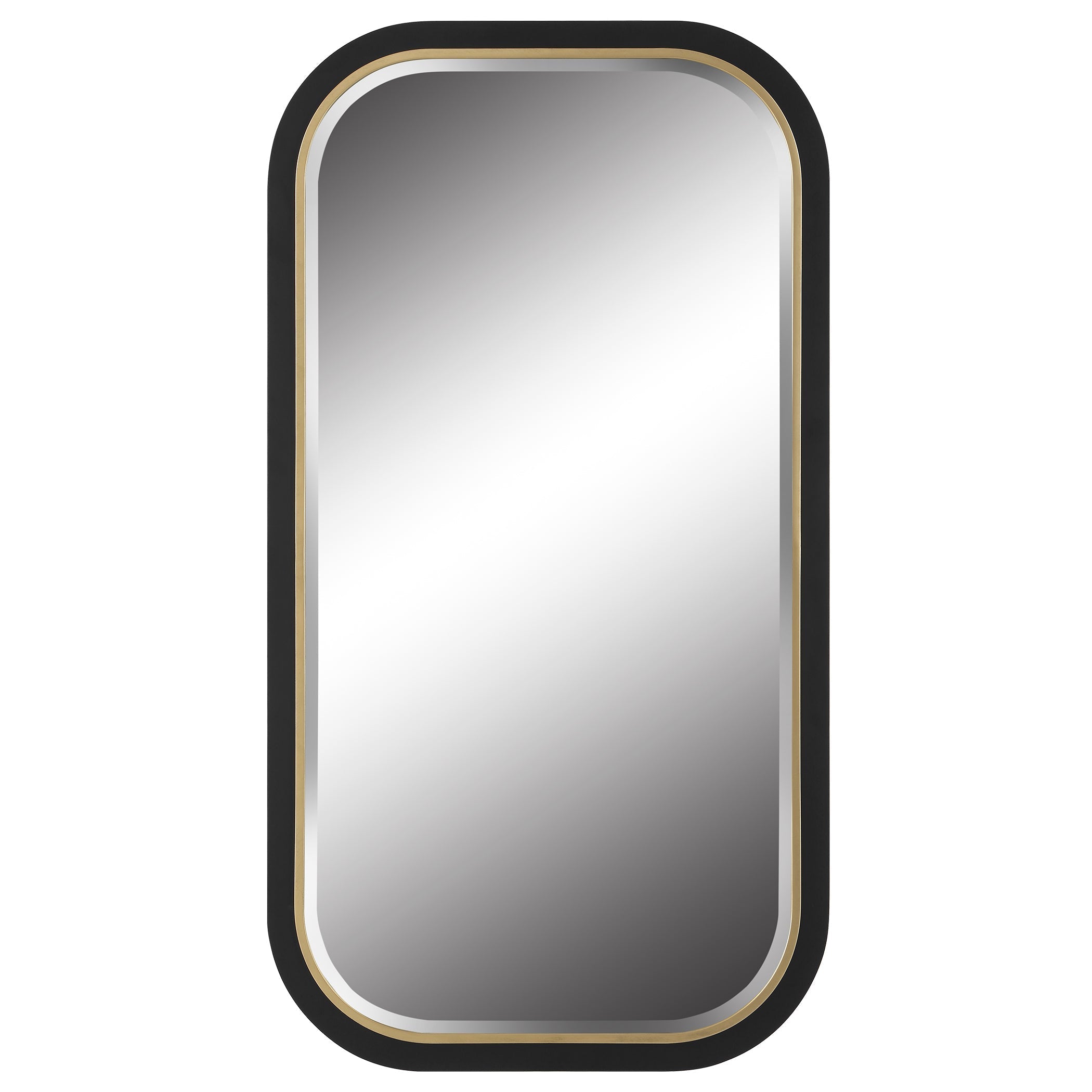 Nevaeh Curved Rectangle Mirror - Elegant Black Mirror for Transitional ...