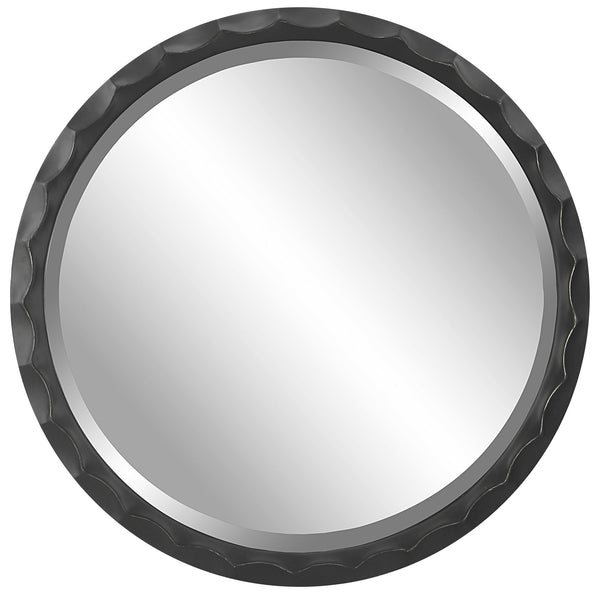 Mirror Scalloped Edge Round Mirror 