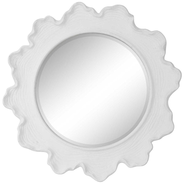 Mirror Sea Coral Wave Round Mirror // White 