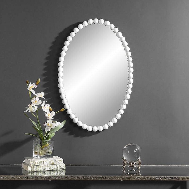 Mirror Serna White Oval Mirror 