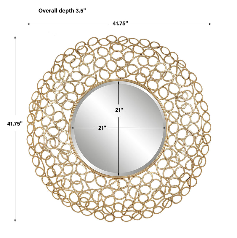 Mirror Swirl Round Gold Mirror 