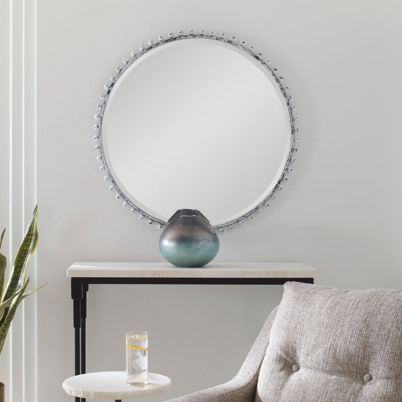 Mirror Taza Aged White Round Mirror 