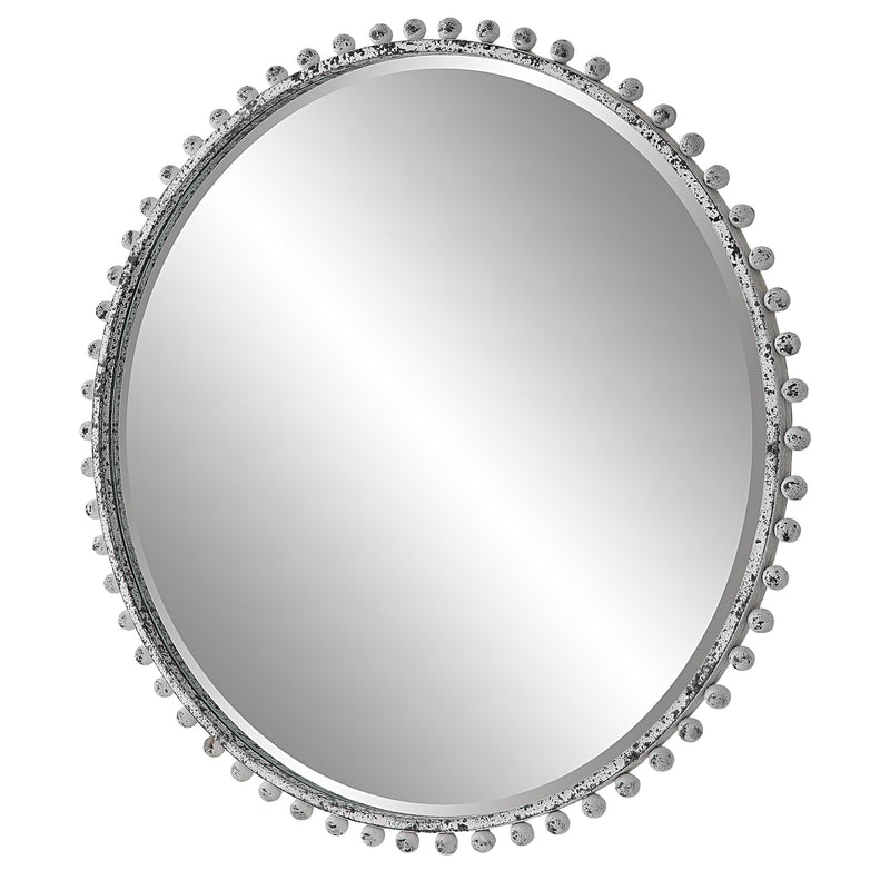 Mirror Taza Aged White Round Mirror 