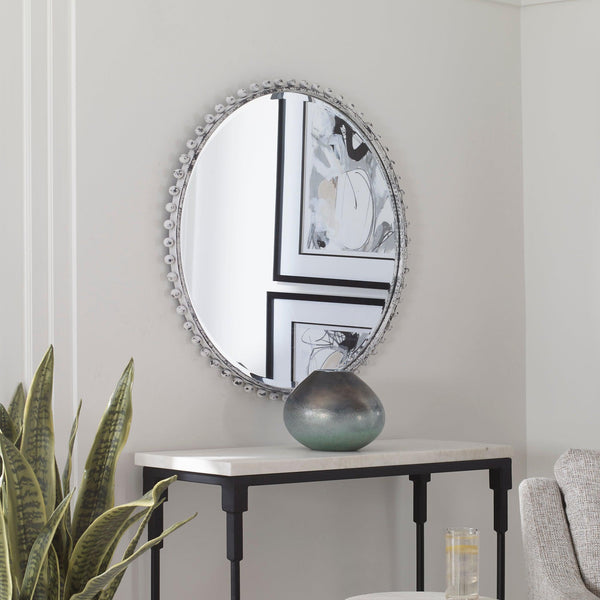 Mirror Taza Aged White Round Mirror 