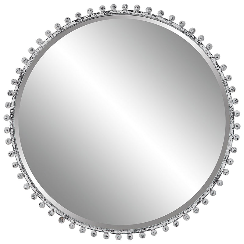 Mirror Taza Aged White Round Mirror 