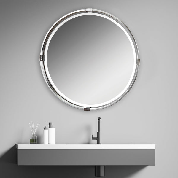 Mirror Tazlina Brushed Nickel Round Mirror 