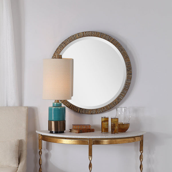 Mirror Wayde Gold Bark Round Mirror 