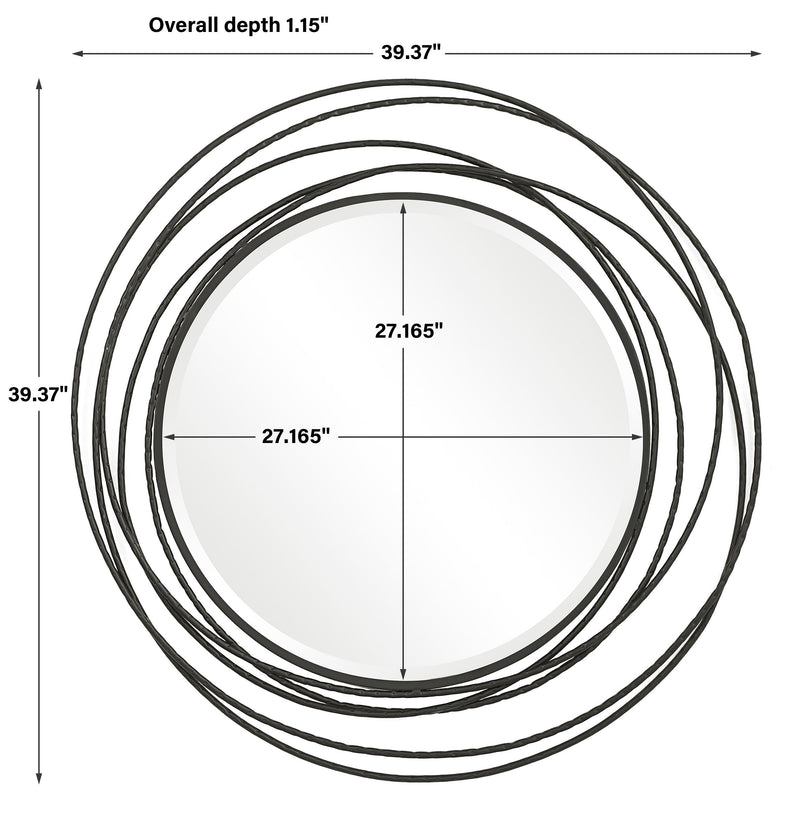 Mirror Whirlwind Black Round Mirror 