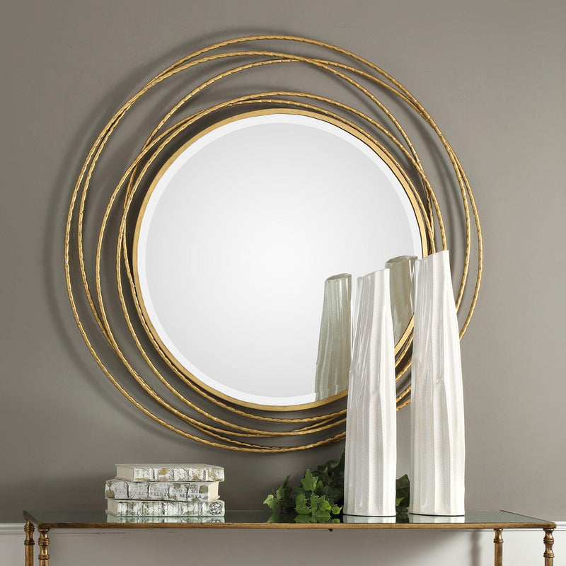 Mirror Whirlwind Gold Round Mirror 