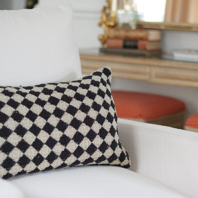 Pillow Covers Check Weave Pillow Black // 14" x 31" 