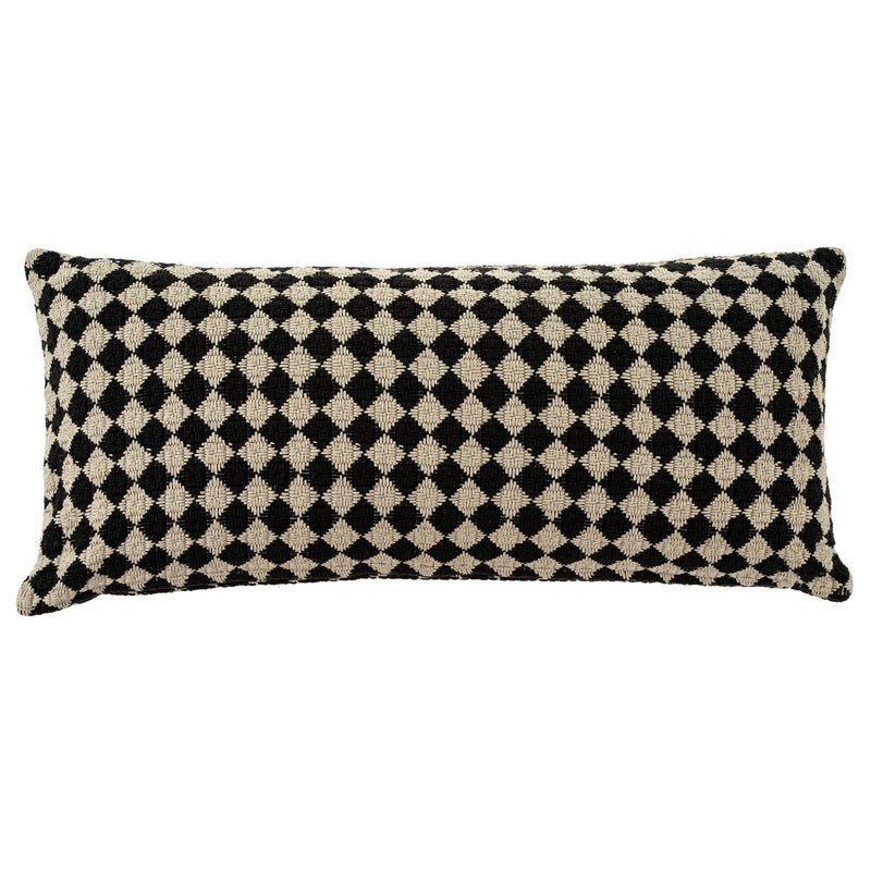  Check Weave Pillow Black // 14" x 31" 