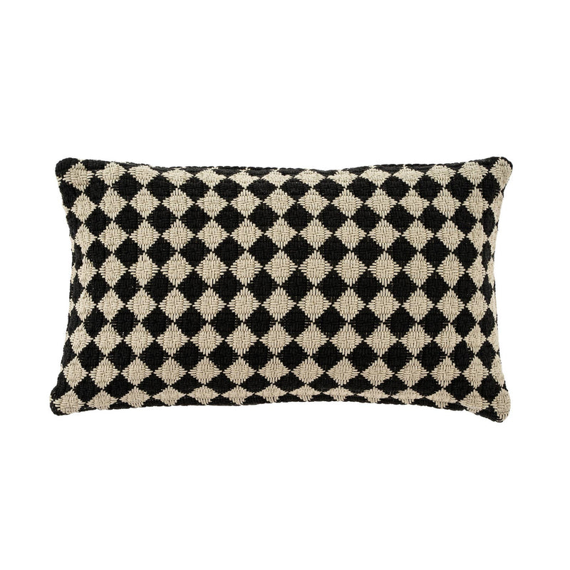  Check Weave Pillow Black // 21" x 12" 