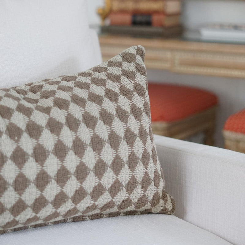 Pillow Covers Check Weave Pillow Brown // 14" x 31" 