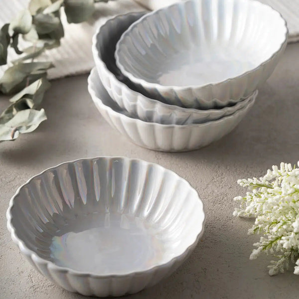  Scalloped Pearl Luster Cereal Bowl // Set of 4 
