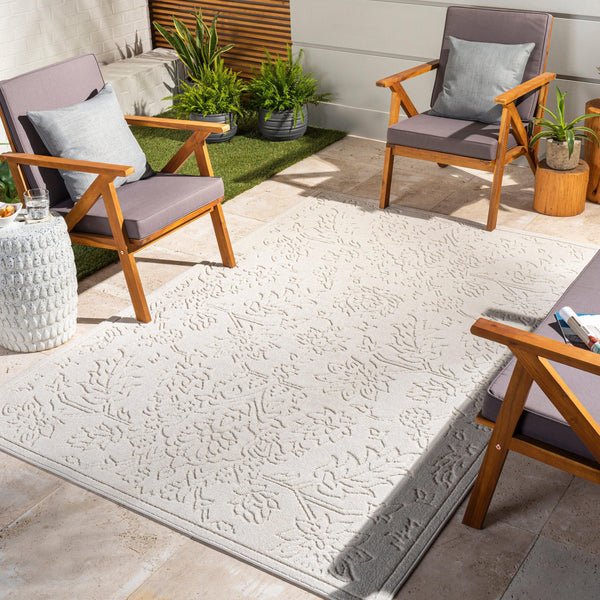 Rug Greenwich Floral Outdoor Rug // White & Cream 