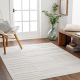 Rug San Diego Lined Outdoor Rug // Beige & White 