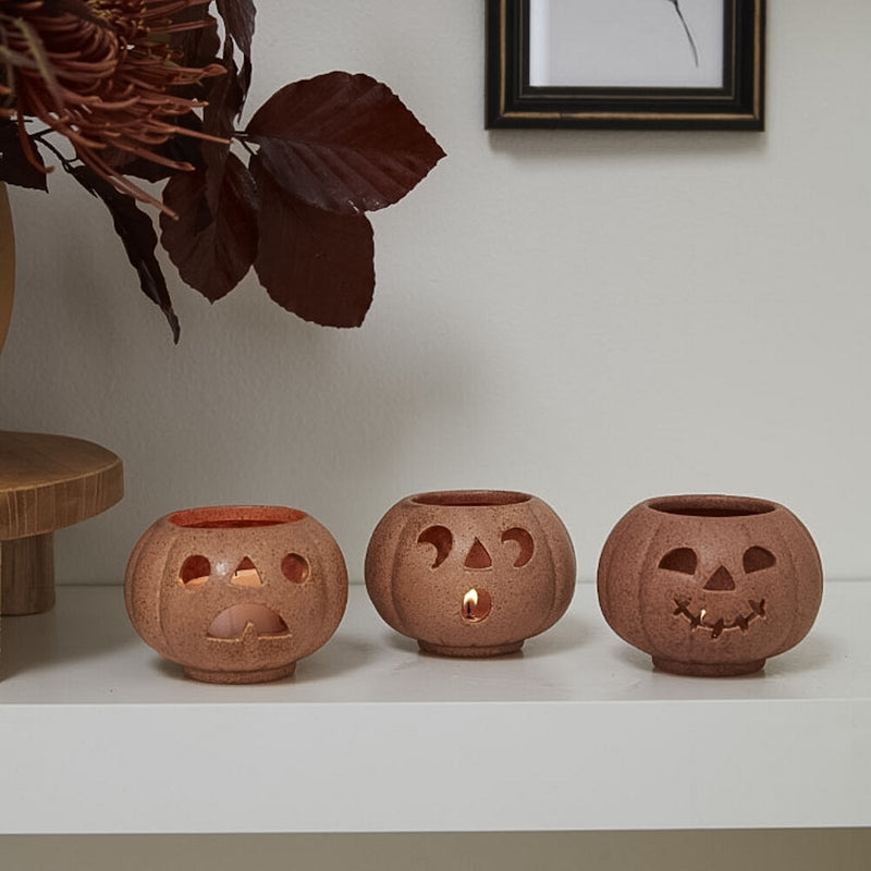 Grinning Pumpkins Votive Set of 3