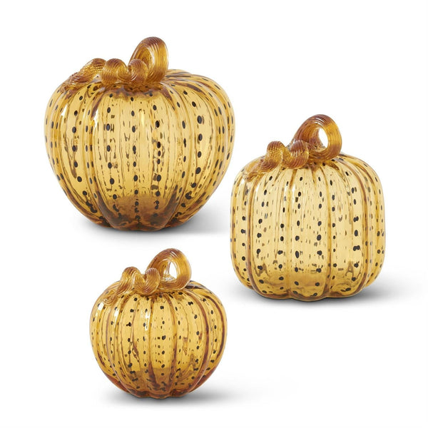 Seasonal & Holiday Decorations Speckled Amber Glass Pumpkins 