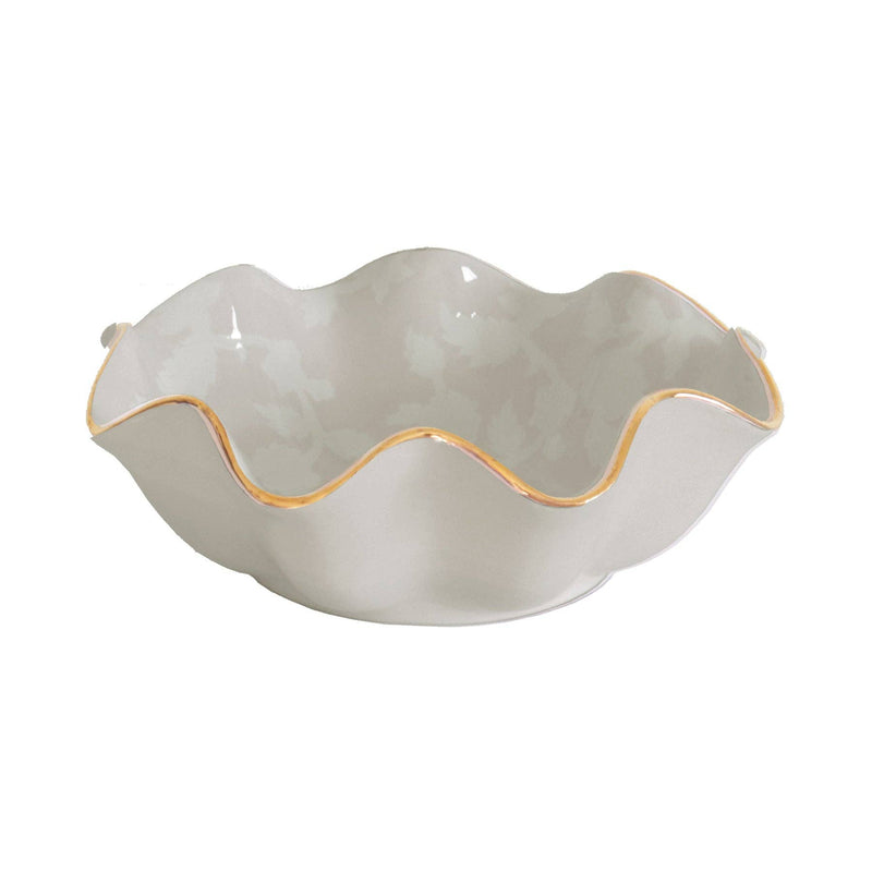 Decorative Object Chinoiserie Dreams Scalloped Bowls with 22K Gold Accent Medium / Beige 