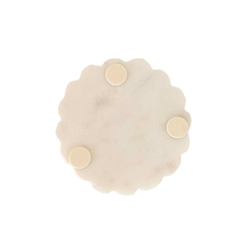  Emery Scallop Edge Set of 3 Coaster Set Marble, Jute Tie 