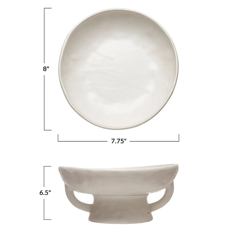 Servingware Stoneware Glazed Footed Pedestal Bowl 