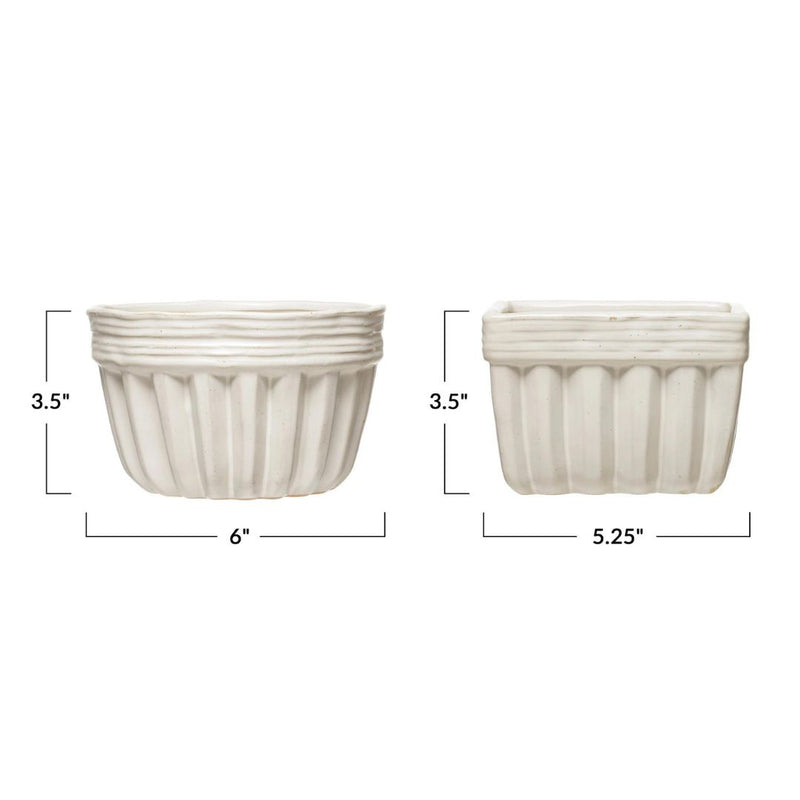 Serving Stoneware Glazed Fruit Container // 2 Styles 