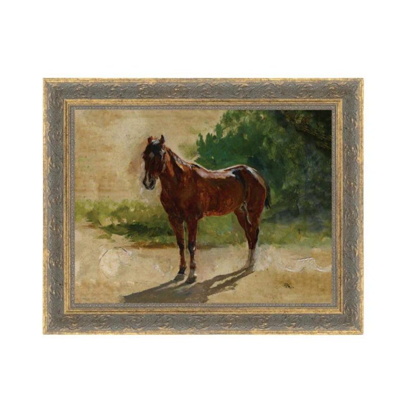 Wall Art Brown Horse Study Framed Print // 10x8 