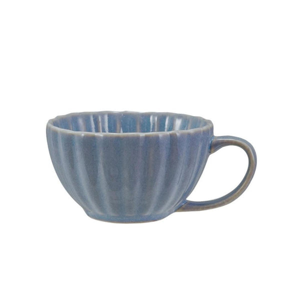 Drinkware French Blue Ribbed Stoneware Cup 