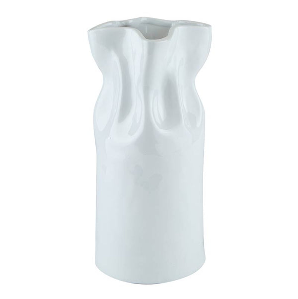Vases Cinched White Ceramic Vase 