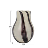 Vases Safari Stripe 7.25" Glass Vase // Cream 