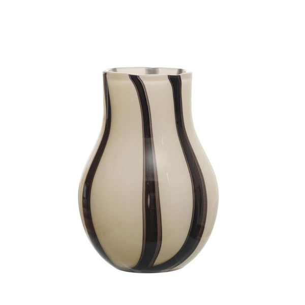 Vases Safari Stripe 7.25" Glass Vase // Cream 