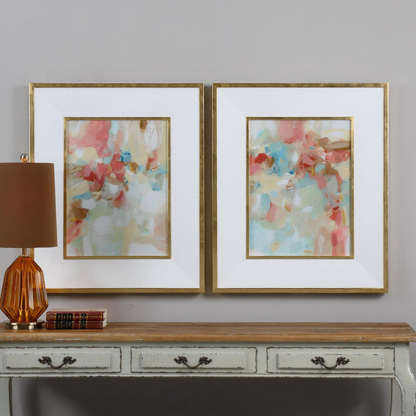 Wall Art A Touch Of Blush And Rosewood Fences Art, S/2 
