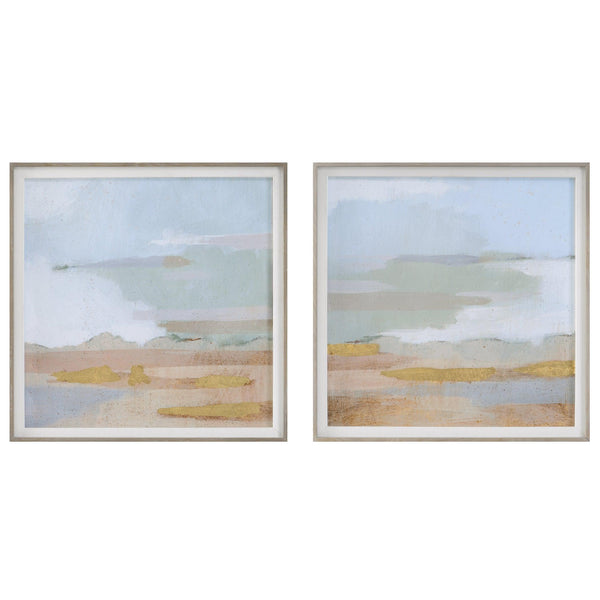 Wall Art Abstract Coastline Framed Prints, S/2 
