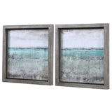 Wall Art Aqua Horizon Framed Prints, Set/2 