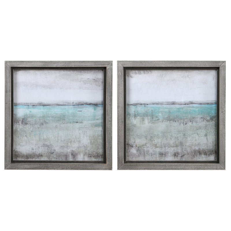 Wall Art Aqua Horizon Framed Prints, Set/2 