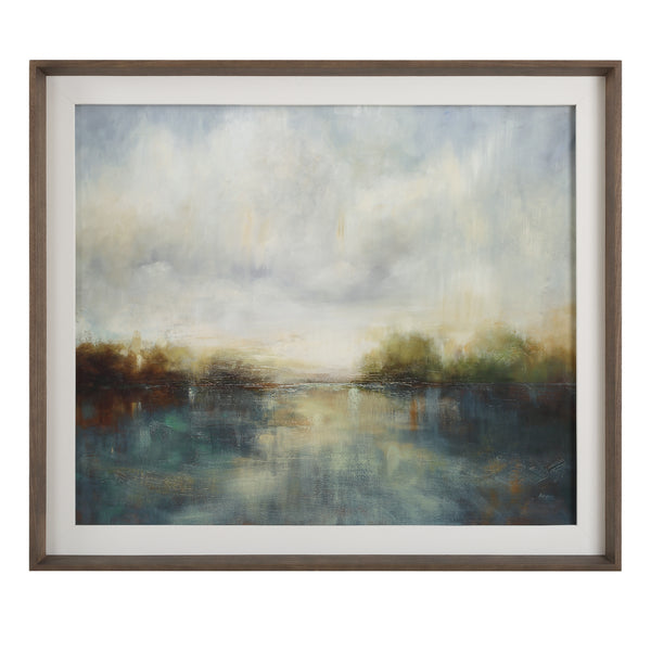 Wall Art Blue Reverie Framed Abstract Lake Print 