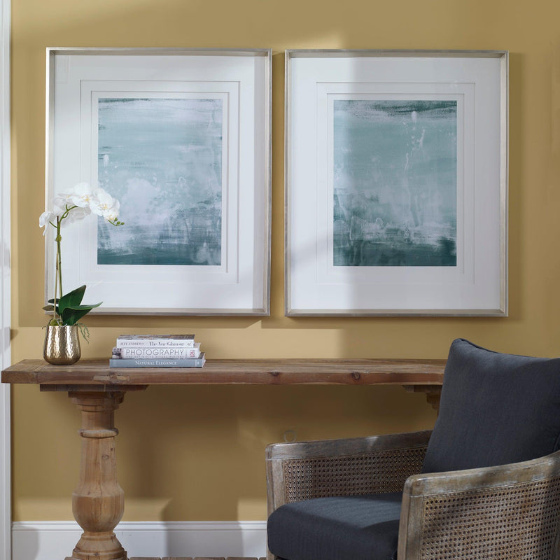 Wall Art Coastal Patina Modern Framed Prints, S/2 