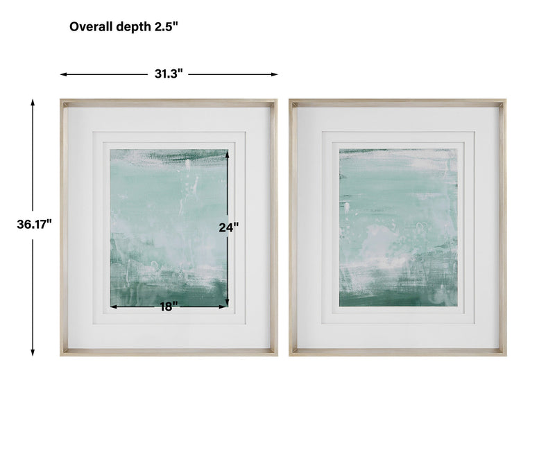 Wall Art Coastal Patina Modern Framed Prints, S/2 