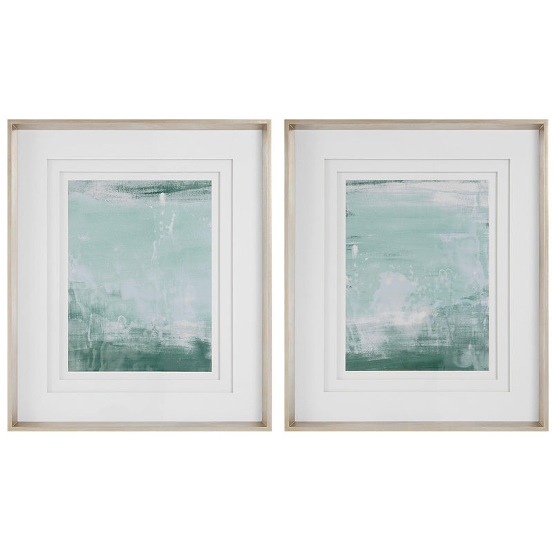 Wall Art Coastal Patina Modern Framed Prints, S/2 