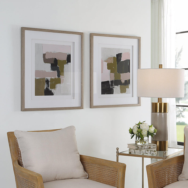 Wall Art Color Block Framed Prints, Set/2 