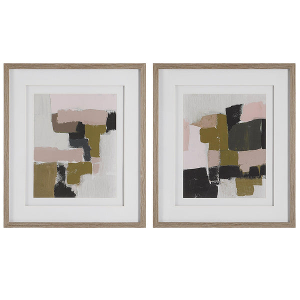 Wall Art Color Block Framed Prints, Set/2 