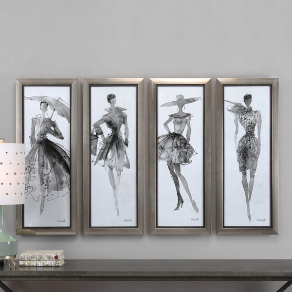 Wall Art Fashion Sketchbook Art, S/4 