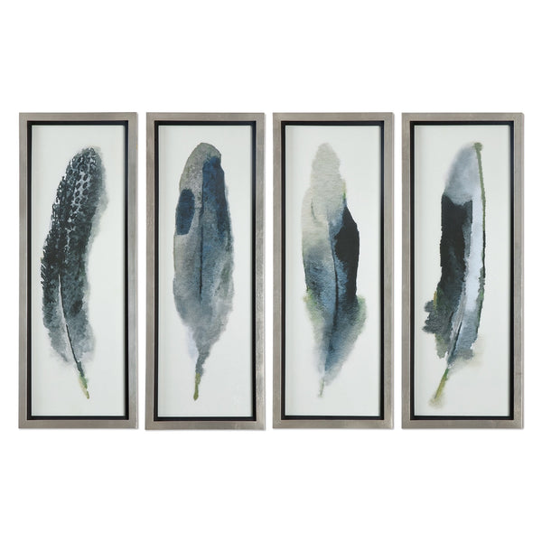 Wall Art Feathered Beauty Prints, S/4 