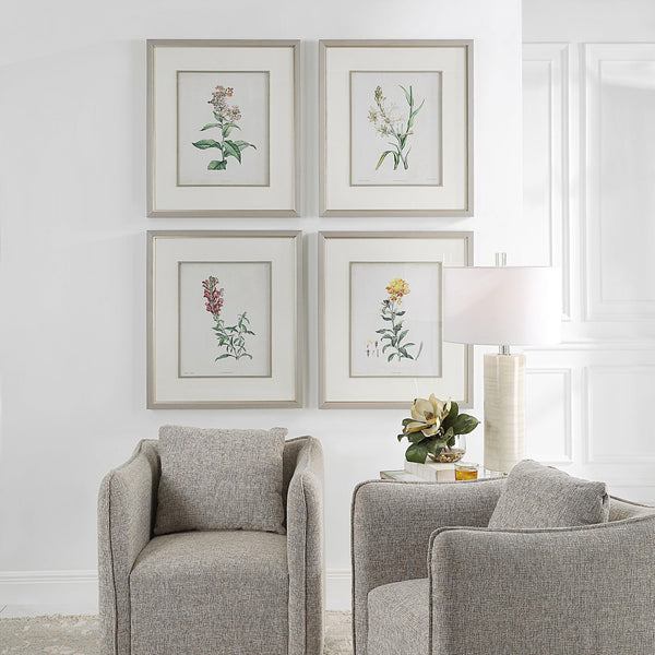 Wall Art Heirloom Blooms Study Framed Prints Set/4 