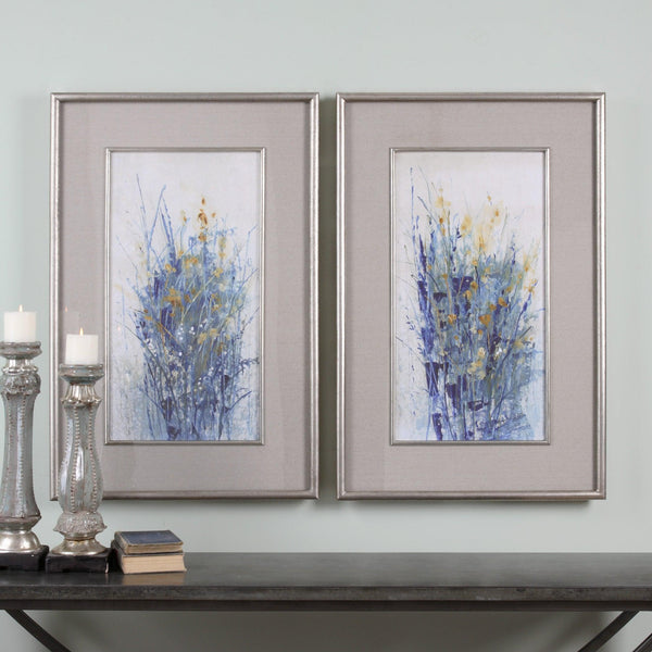 Wall Art Indigo Florals Framed Art S/2 